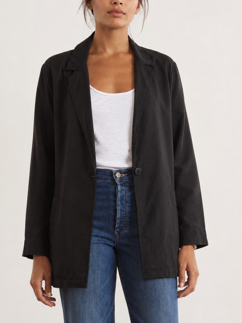 Nation LTD Jessie Blazer Black Single-Button Relaxed Blazer Sz L